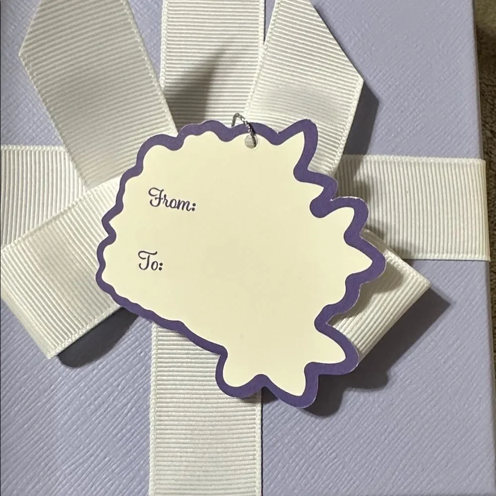 SHABBY CHIC One Floral Lavender Top White Bow Square Nesting Gift Box